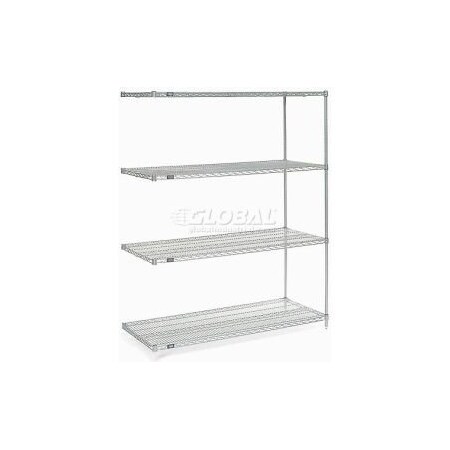 Global Equipment Nexelate    Silver Epoxy Wire Shelving Add-On 60"W x 36"D x 74"H A36607EP